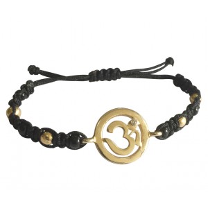 New Born Baby OM Bracelet in gold with black & gold beads for Nazaria