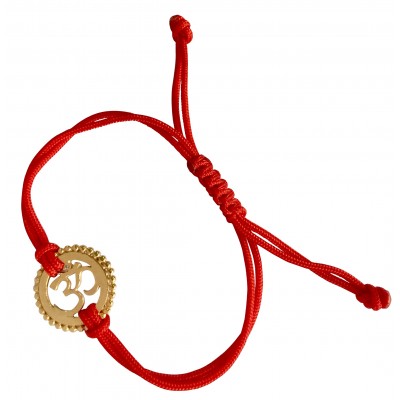 18k Gold Plated Om Rakhi In Silver On Free Size Adjustable Thread
