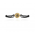 Auspicious Om Bracelet in 14k Gold for New Born Baby on adjustable black thread nazaria