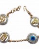 Evil Eye, Aum, Shiv Trishul and ShivLing and Sai Ram all in one, gold bracelet with diamonds