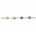 Evil Eye, Aum, Shiv Trishul and ShivLing and Sai Ram all in one, gold bracelet with diamonds