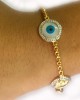 Evil Eye, Aum, Shiv Trishul and ShivLing and Sai Ram all in one, gold bracelet with diamonds