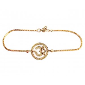 Auspicious Aum Full diamond bracelet 18mm on Gold chain