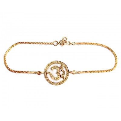 Auspicious Aum Full diamond bracelet 18mm on Gold chain