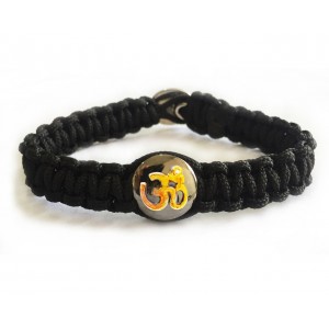 Gents Om Bracelet with Gold Om on Silver Base 