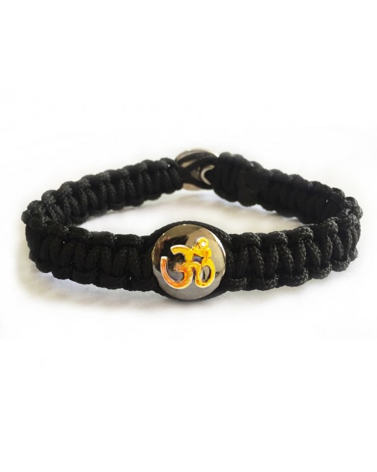 Gents Om Bracelet with Gold Om on Silver Base 