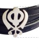 Gold Khanda Bracelet for Men on wide leather band