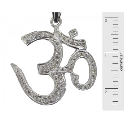 Om Pendant in Silver with Diamond