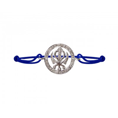 Khanda Full Diamond Bracelet in Silver 