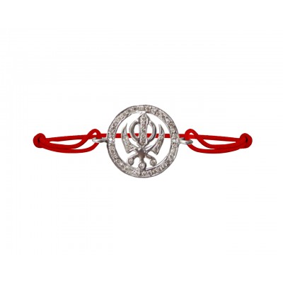 Khanda Full Diamond Bracelet in Silver 
