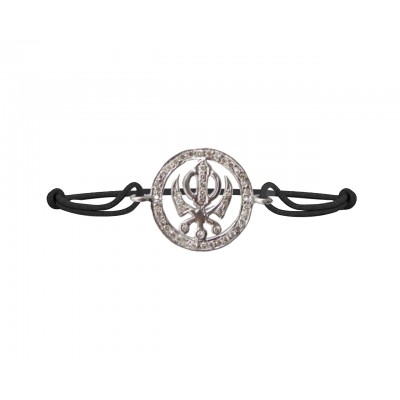 Khanda Full Diamond Bracelet in Silver 
