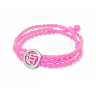 Ik Onkaar Bracelet in Silver with Diamonds on Braided Thread