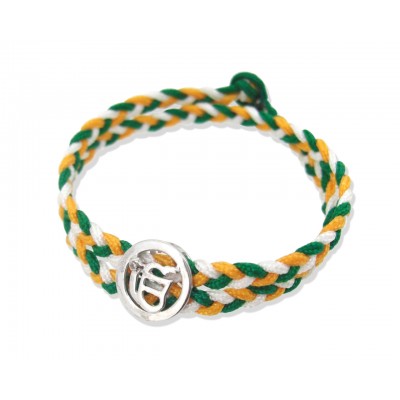 Ik Onkaar Bracelet in Silver with Diamonds on Braided Thread