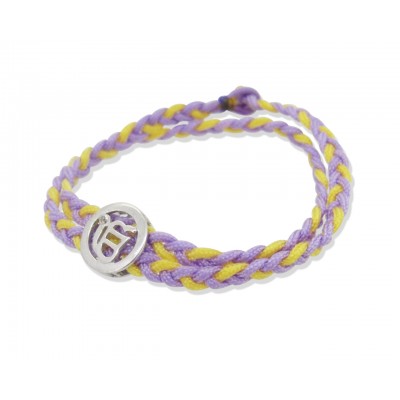 Ik Onkaar Bracelet in Silver with Diamonds on Braided Thread