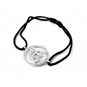 Ik Onkaar Bracelet in 925 Silver with Diamond on size adjustable Nylon Thread