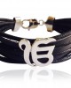 Wide Leather Band Ik Onkar Bracelet