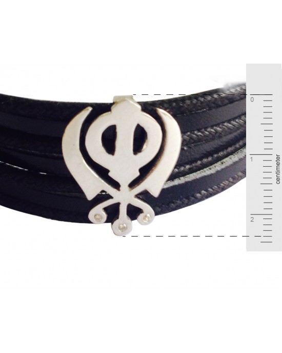 Wide Leather Khanda Bracelet