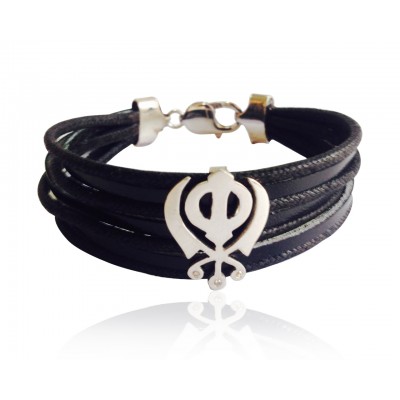 Wide Leather Khanda Bracelet
