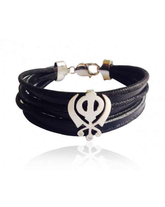 Wide Leather Khanda Bracelet