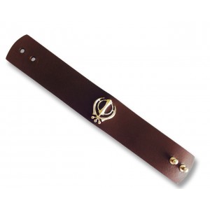 Khanda on wide Leather Band