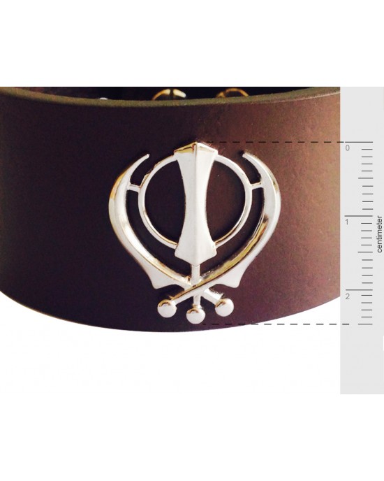 Khanda on wide Leather Band