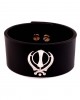 Khanda on wide Leather Band