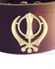 Gold Khanda on wide Leather Band