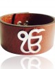 Wide Leather Ik Onkar Men’s Bracelet