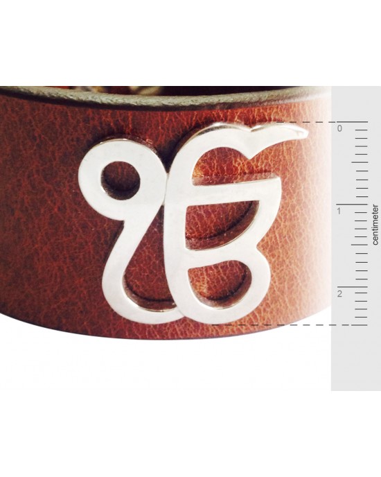 Wide Leather Ik Onkar Men’s Bracelet