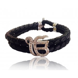 Ik onkar leather bracelet with diamonds 