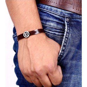 Ik Onkar Leather Bracelet