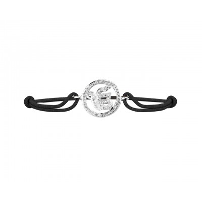 Ik Onkaar Bracelet in 925 Silver with Diamond on size adjustable Nylon Thread