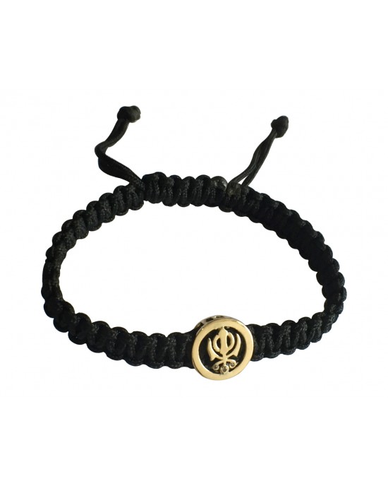 Khanda Gold Bracelet on Adjustable Thread