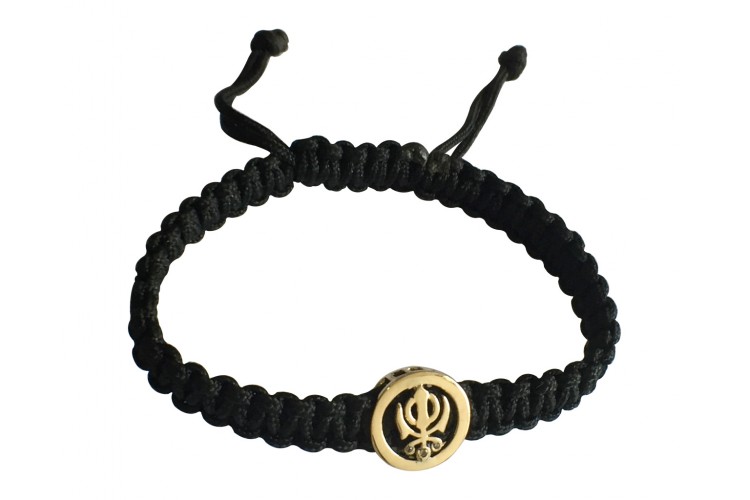 Khanda Gold Bracelet on Adjustable Thread