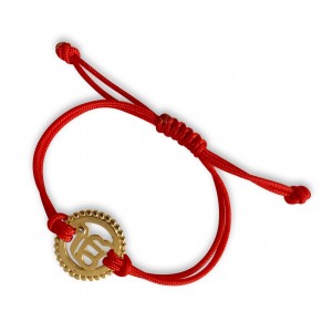 14k Hallmarked Gold Ik Onkaar Rakhi On Free Size Adjustable Thread