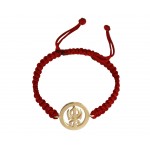 Gold Plated Khanda Rakhi in Sterling Silver On Size Adjustable Thread Bracelet