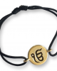 Authentic Ik Onkar Bracelet in 14k Gold for New Born Baby on adjustable black thread nazaria