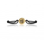 Authentic Ik Onkar Bracelet in 14k Gold for New Born Baby on adjustable black thread nazaria