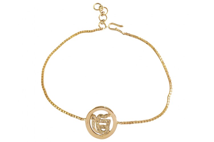 Ik Onkaar gold charm with diamonds on gold chain