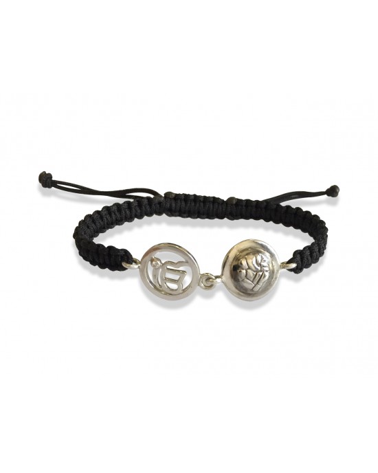 Ik Onkaar & Ganesh Silver Bracelet with 14mm charm