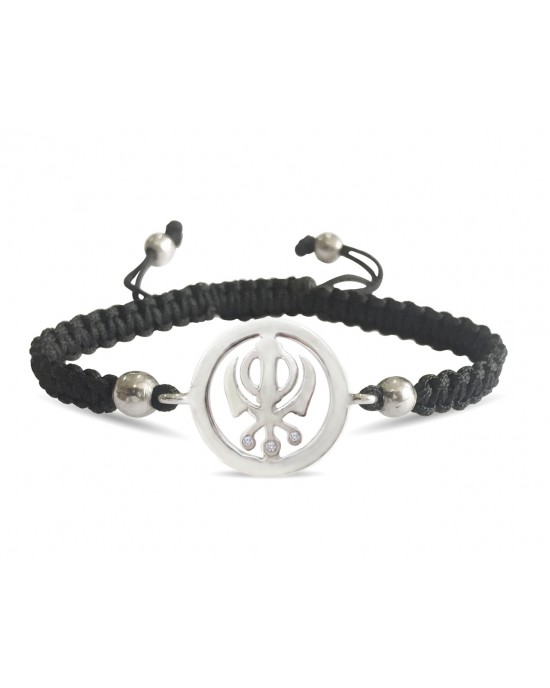 Auspicious Khanda Silver bracelet in silver