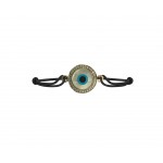 Evil eye Mother of  Pearl Bracelet on adjustable thread