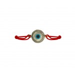 Evil eye Mother of  Pearl Bracelet on adjustable thread