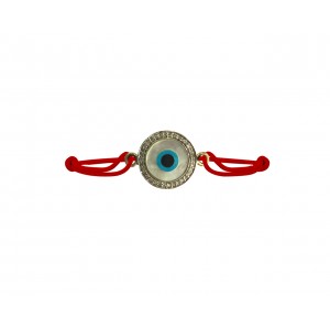 Evil eye Mother of  Pearl Bracelet on adjustable thread