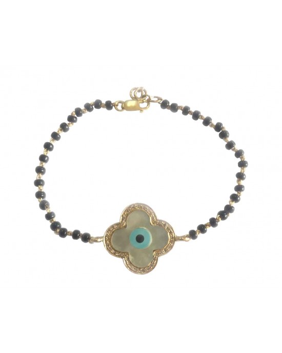 New Evil Eye Bracelet on mangalsutra chain in gold