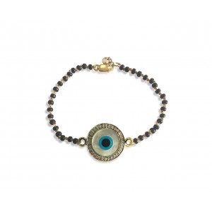 Evil eye bracelet on Mangalsutra chain in gold