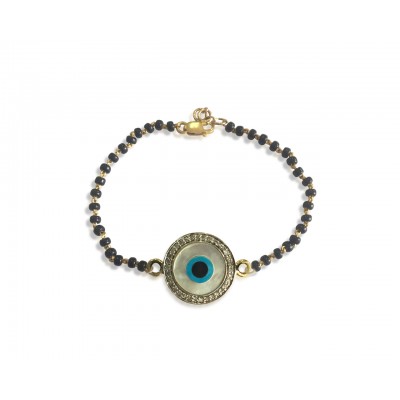 Evil eye bracelet on Mangalsutra chain in gold