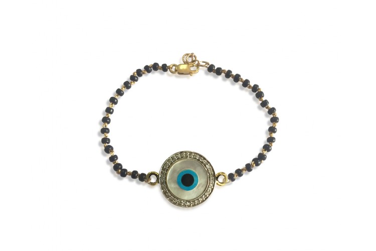 Online Jewellery Shopping Evil Eye Bracelet On Mangalsutra Chain In Gold At Jewelslane Opt from long, short, traditional or modern collections. evil eye bracelet on mangalsutra chain in gold