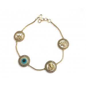 Evileye, Aum, Ganesh & Sairam Bracelet in gold & diamonds with 12mm charms