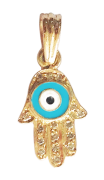 Evil Eye Gold Charm with Fatima's Hand